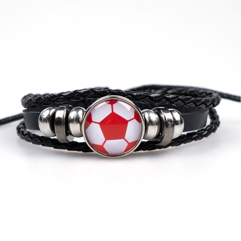 New Football Sport Bracelet For Men Soccer Basketball Tennis Charm Braided Leather Bracelet Women Adjustable Chain Jewelry Gift