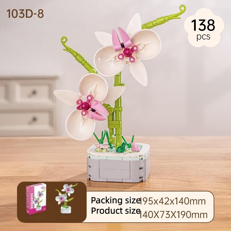 Cartoon Flower Building Blocks, Children's Educational Toys, Birthday Gifts for Boys and Girls, Camellia and Sunflower Model