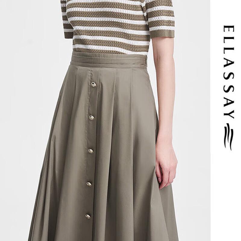 ELLASSAY Women s Cotton Blend High-Waist A-Line Midi Skirt XS