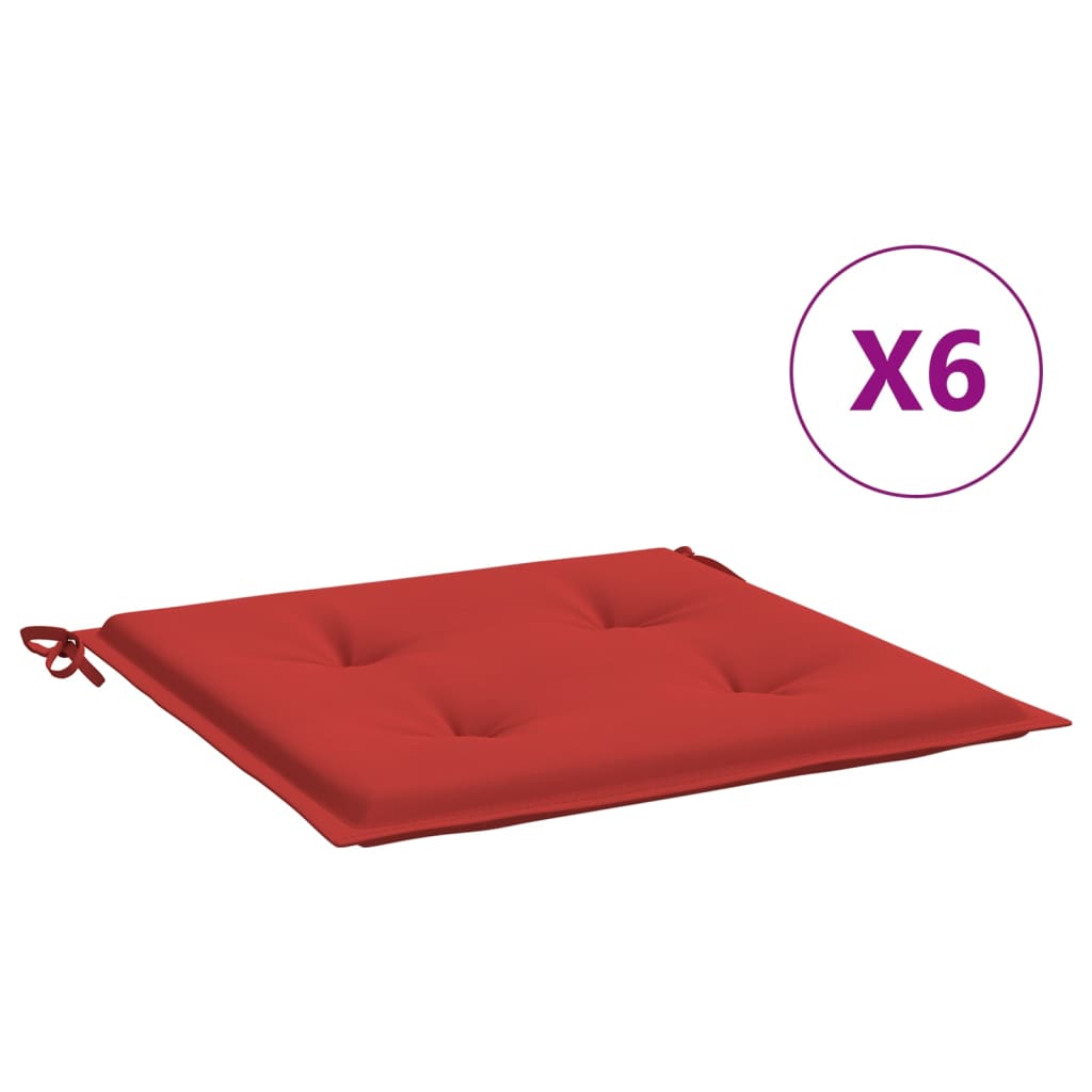 Garden Chair Cushions 6 Pcs Red 50x50x4 Cm Oxford Fabric