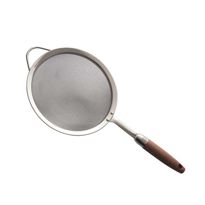 

Дуршлаг из нержавеющей стали 304, утолщенный, для бланширования, фильтр для воды, деревянная ручка, сетчатый фильтр, ложка для рыбалки 18cm