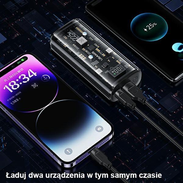 Usams Powerbank 9000Mah Pd 20Wqc3.0+Pd Dual-Port Fast Charge Czarny/Black 10Kcd18901(Us-Cd189)