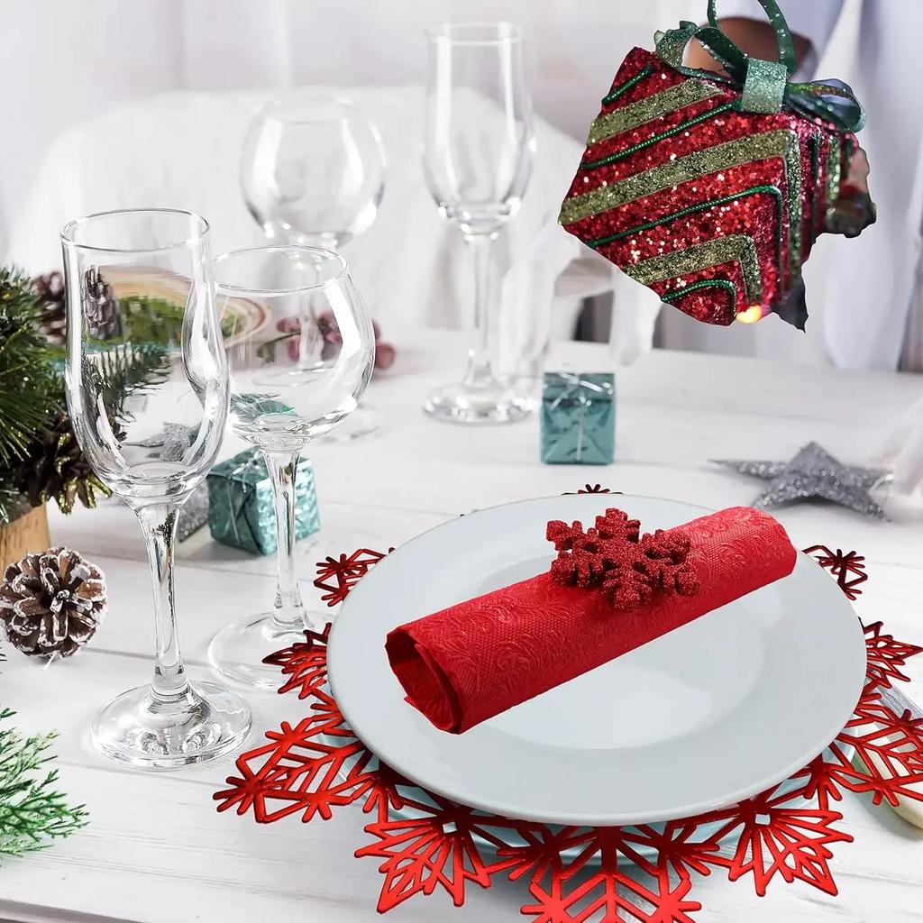 Holiday Snowflake Table Mats Christmas Vinyl Place Mats for Dining Table Wedding Decorative Kitchen Table Mats
