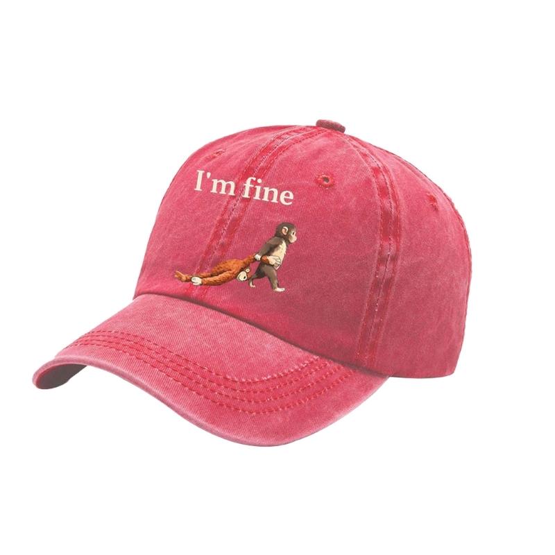 Punch Monkey Print Baseball Cap For Men And Women Unisex Adjustable Wash Cotton Sun Hat With Cartoon Pattern Daily Wear