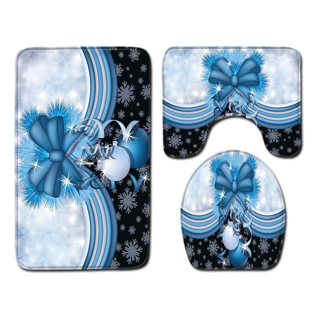 Christmas Bathroom Floor Mat Toilet Three-Piece Set