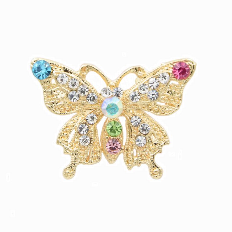 Chic Colorful Diamond Butterfly Brooch Pin - Cute Insect Lapel Accessory