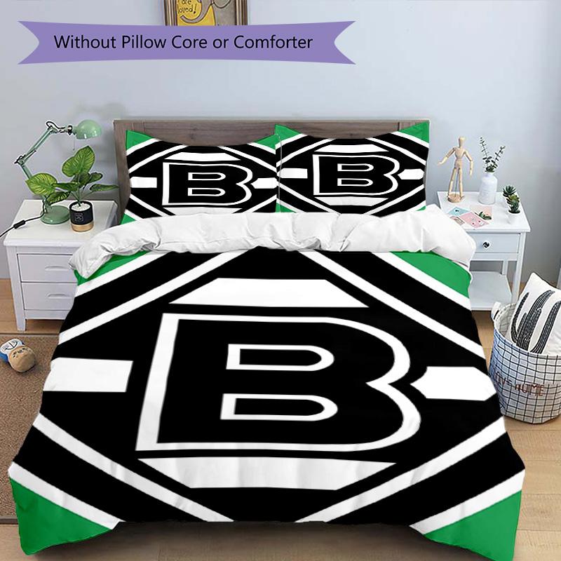 3pcs Duvet Cover Set (1*Duvet Cover + 2*Pillowcase, Without Core), Borussia Monchengladbach Print Bedding Set, Bedroom Decor, All‑Season, Birthday Gif