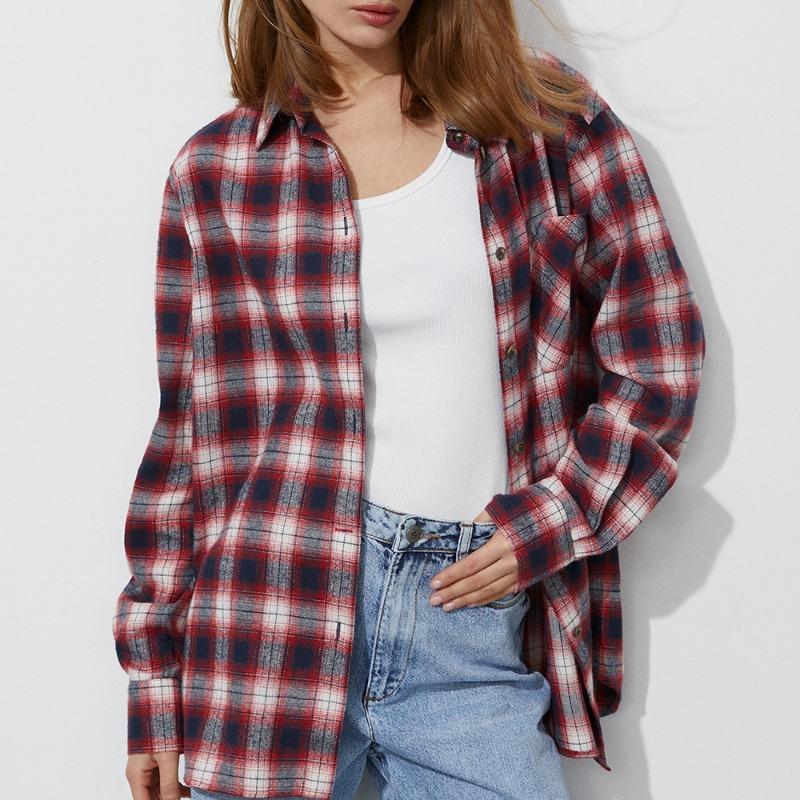 Camisa Xadrez Clássica Corte Amplo Estilo Casual Unissex