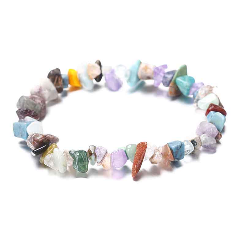 

Rock Natural Irregular Crystal Crushed Gemstone Chips Stretch Bracelet Strand Multicolor