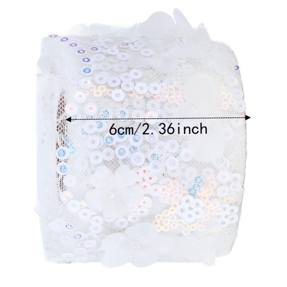 1pcs 10 Yards Length Sequined Tulle Roll Polyester Material Embroidered Sheer Ribbon For DIY Crafts
