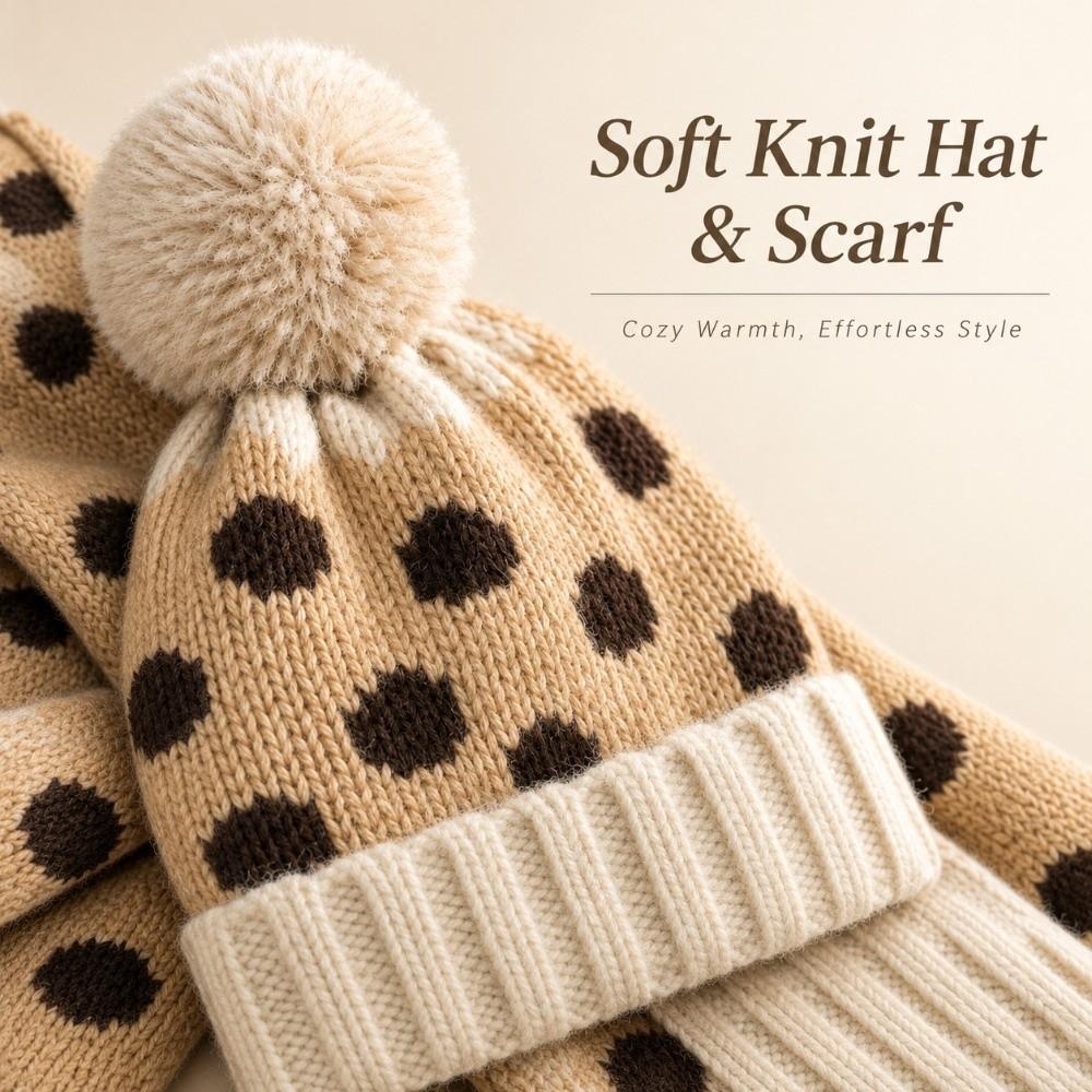 Windproof Toddler Winter Hat Scarf Set Breathable Baby Knitted Hat Scarf Set Ages 2-6
