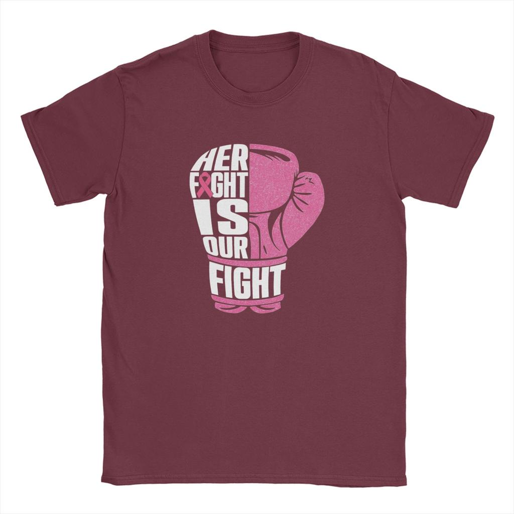 Fight Is Our Fight Breast Cancers T-Shirt Summer Fashion T Shirts Men's Pure Cotton Breathable Clothes Short Sleeves Vintage Top