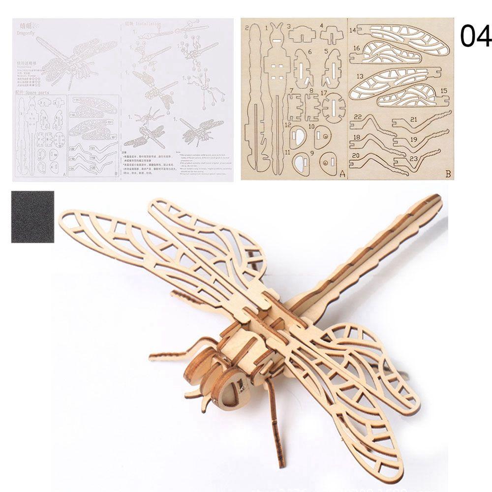 Assembly Toy Handmade Wooden Puzzle Wood Insect Animal DIY Jigsaw Board Montessori 3D Puzzle