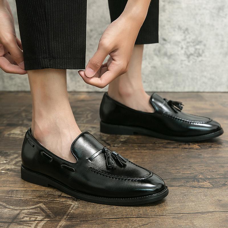 Large Size British Casual Leather Shoes Doudou Fringed Small Leather Shoes Men