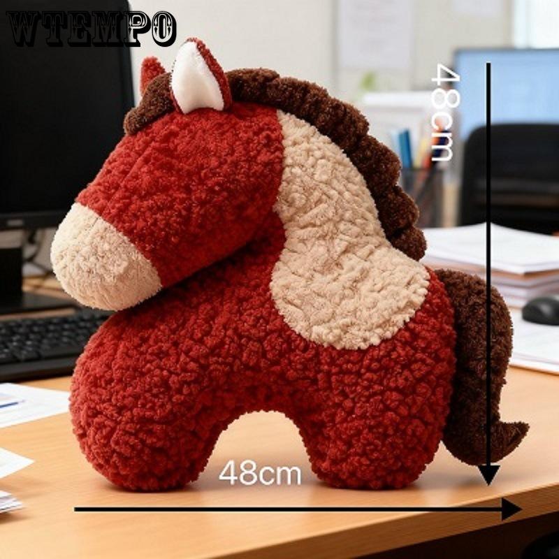 WTEMPO Creative Year of The Horse Throw Pillow Irregular-shaped Plush Toy Sofa Living Room Spring Festival Decorative Items New Year Car Pillow Gifts