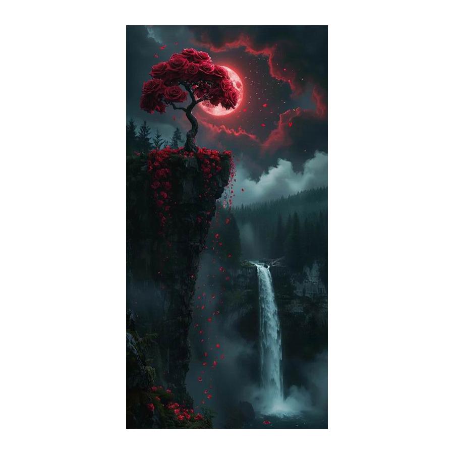 Moon Tree Waterfall Scenery Large Size Diamond Painting New Collection Landscape Diy Full Drill Rhinestone Embroidery Mosaic Cross Stitch Kits