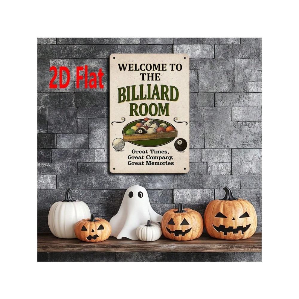 Billiard Metal Wall Art Sign, 2D Welcome Poster for Game Room Decor