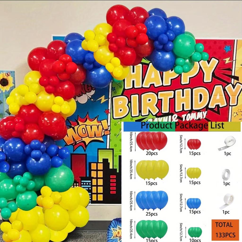 133 Pcs Rainbow Theme Balloon Set Suitable for Birthday Outdoor Park Picnic Anniversary Celebration Graduation Summer Party