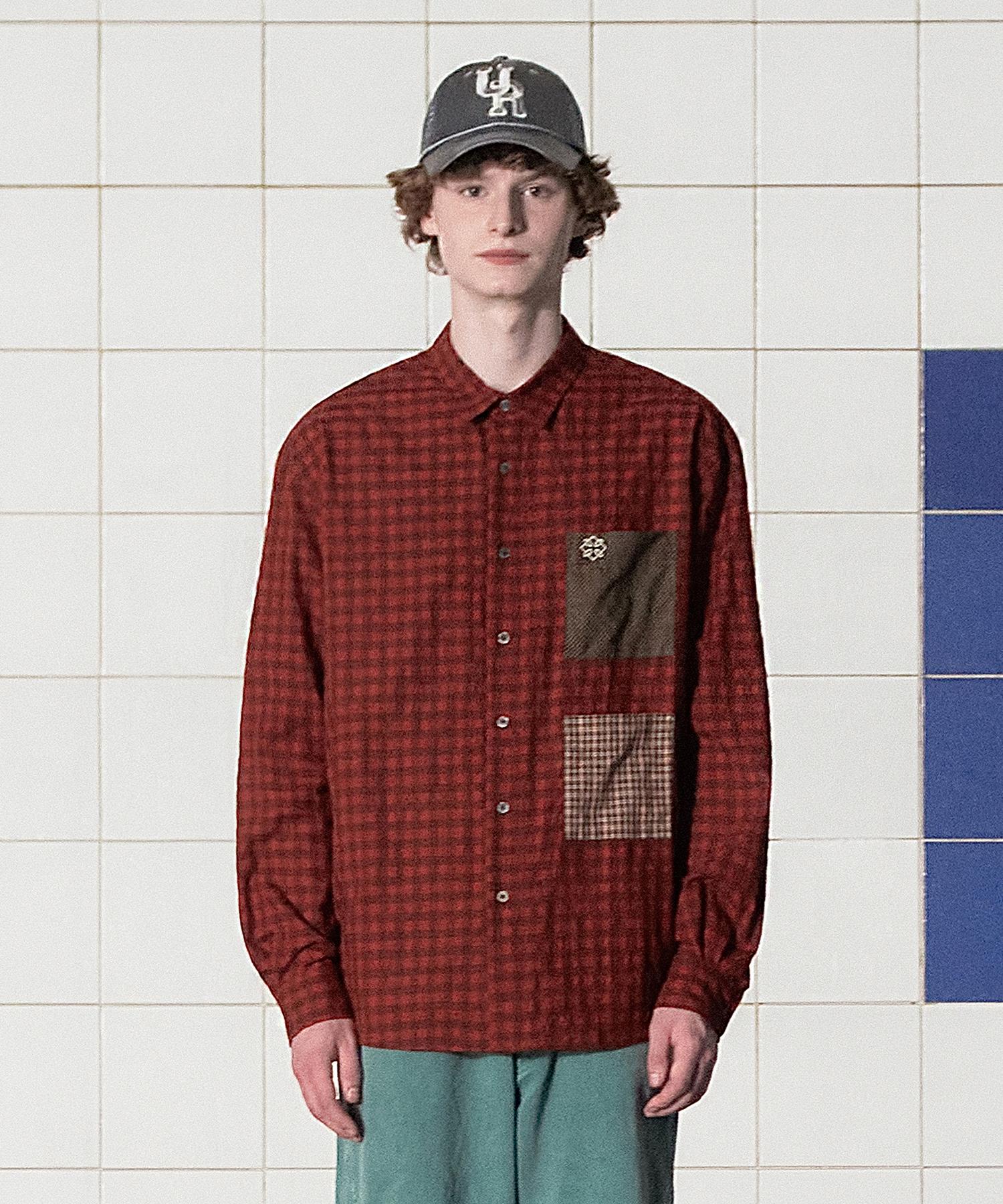 Analogoid Pocket Gingham Check Shirt / Red Red/L