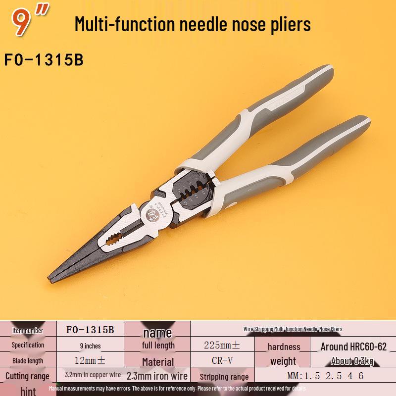 Fukuoka Tools 9 Multi-Functional Needle-Nose Electrician Pliers & Wire Strippers (FO-1315B)