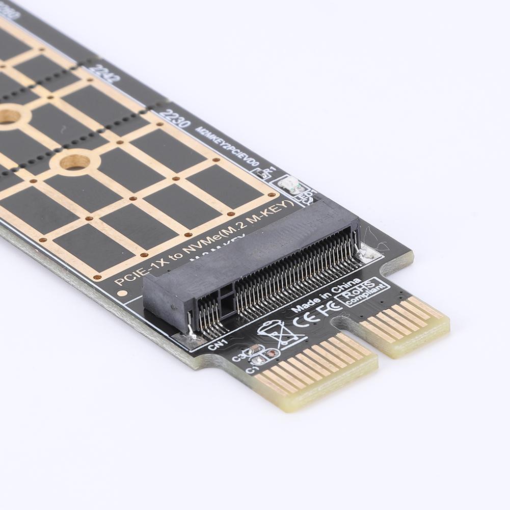 NVMe SSD M.2 PCIE 3.0 X1 Raiser Card PCI-E M Key Connector PCIE 3.0 X1 To M.2 NVMe SSD Adapter for 2230 2242 2260 2280 M.2 SSD