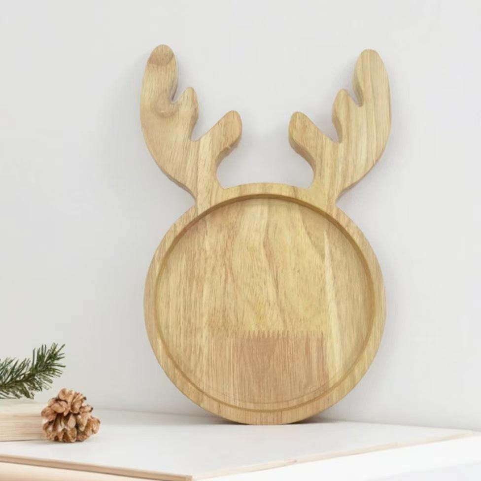 Wooden Holiday Tray: Reindeer, Christmas Tree, Rabbit, Hat Decor