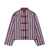 2026 Fall Womens Street Fashion Long Sleeve Striped Cotton Jacket Coat XS S M L