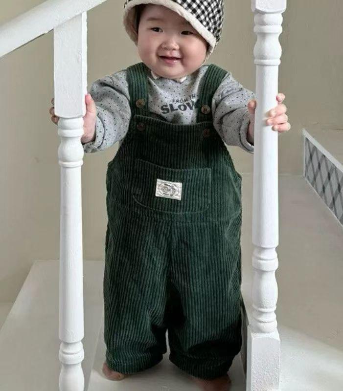 Korean Retro Corduroy Overalls for Infants - Cute & Versatile Autumn/Winter Jumpsuit for Boys & Girls