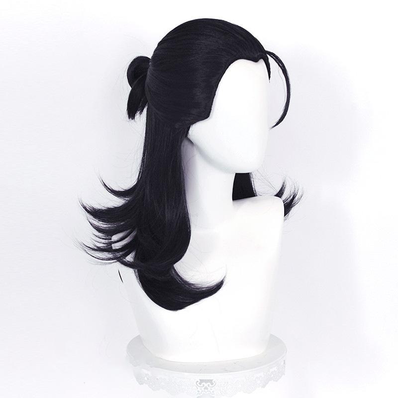 Anime Suguru Geto Cosplay Pruik Lange Zwarte Pruik Hittebestendig Synthetisch Haar Feestpruiken + Pruikenkap white