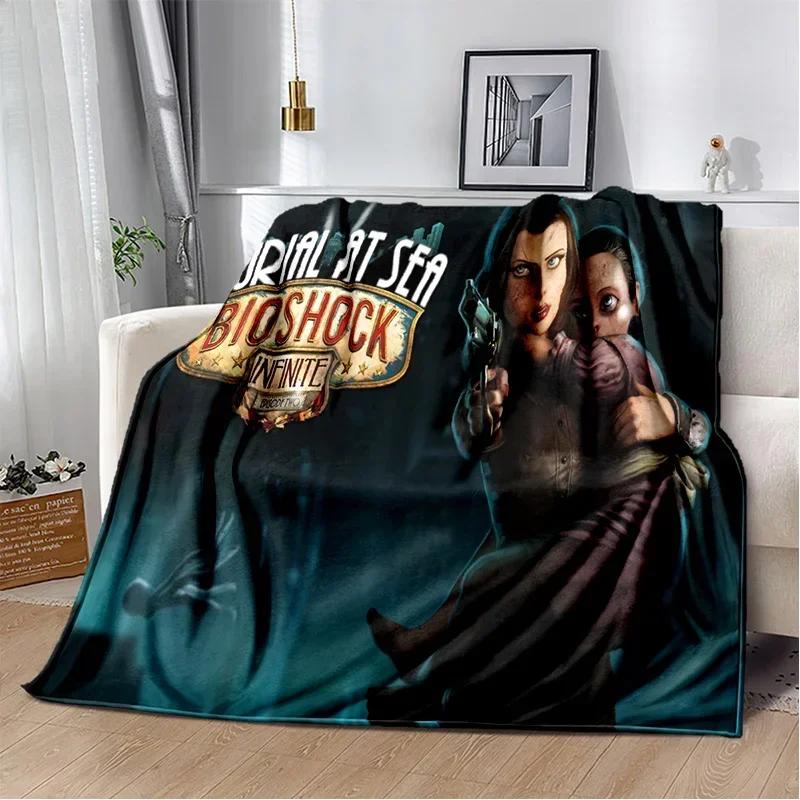 3D Retro BioShock Game Gamer Blanket,Soft Throw Blanket for Home Bedroom Bed Sofa Picnic Travel Office Rest Cover Blanket Kids