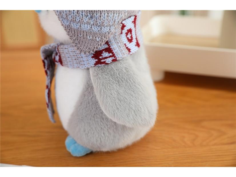 Japanese Penguin Plush Toy with Cute Christmas Scarf and Hat