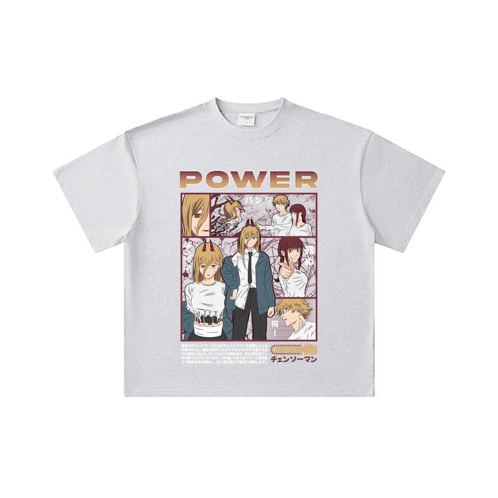 260 GSM Double Yarn 32 Count 100% Cotton Chainsaw Man V1 Power Print Unisex Heavy Cotton T Shirt