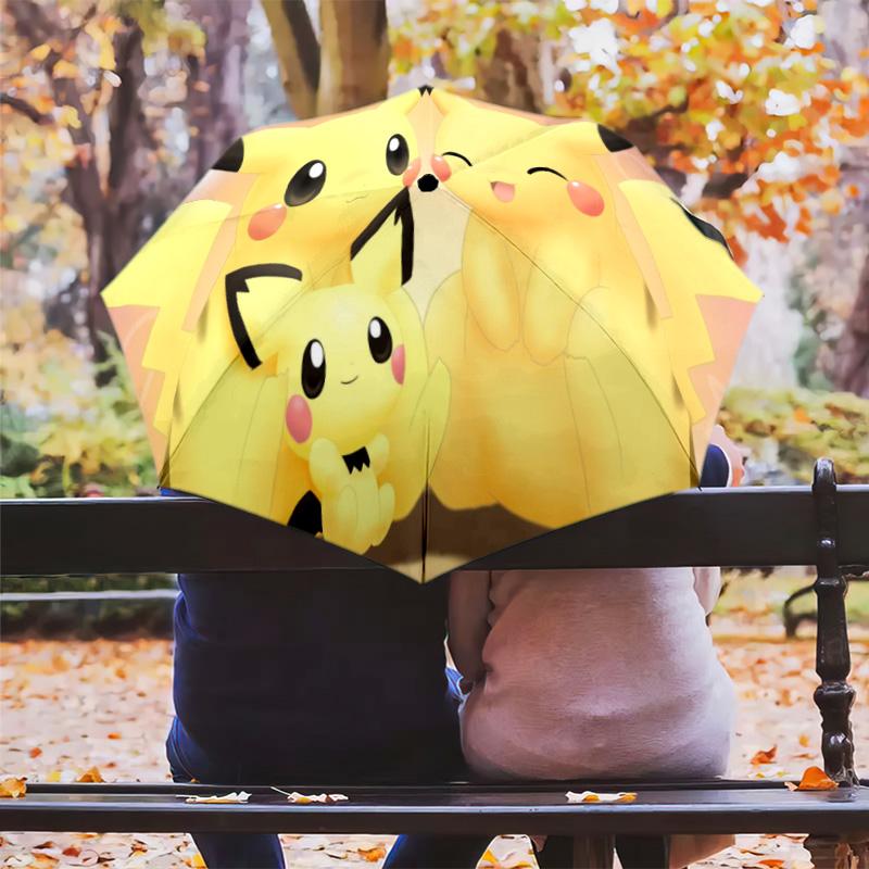 Pikachu Family Hug Joy Folding Umbrella Suitable For All Seasons Travel Umbrella Sun Umbrella Gift