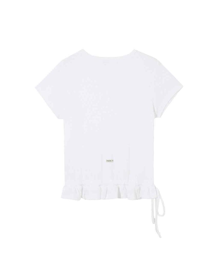Lense Eyelet Frill Half T-Shirt White