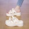 Bow stepping on shit slippers fairy fairy wind 2025 summer versatile one-word sandals thick-soled seaside beach sandals