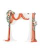 VEVOR Artificial Wedding Arch Flowers Kit, Orange Wedding Arch Flowers with Drapes Kit (Pack of 5) - 2 Pcs Floral Arrangement, 3 Pcs Sheer Drapes