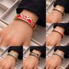 Fashion double-sided color pu leather wide bracelet women's hollow pattern titanium steel open bracelet