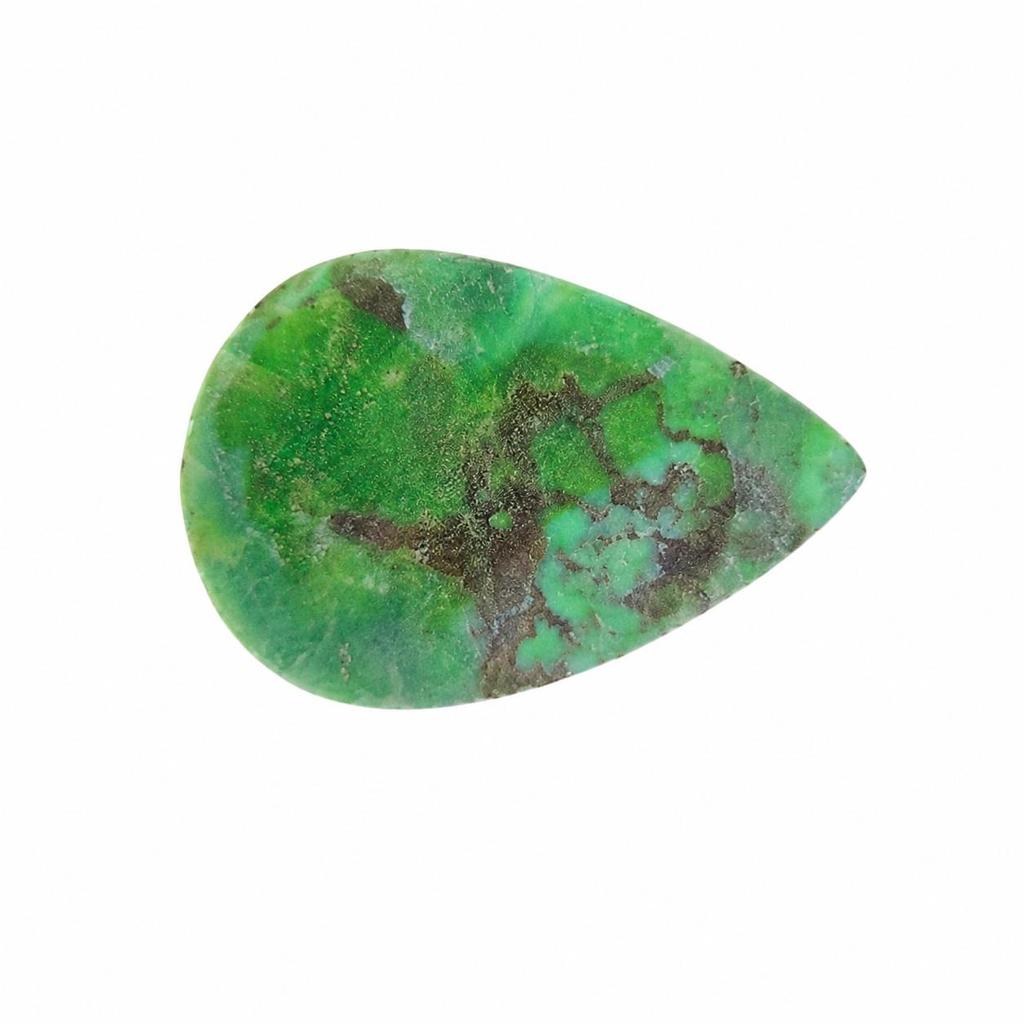 Green Turquoise Pear Cabochon Gemstone, Natural Look Turquoise Stone, Loose Cabochon for Jewelry Making, Spiderweb Matrix Gemstone