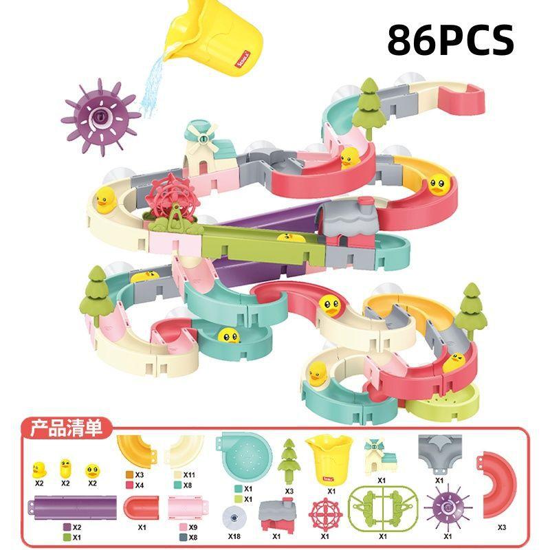 Toys Toys Baby Bath DIY Assembly Slide Track Ball Slide Bathroom Water Play Playset Interactive Bathtub Shower Safe Non-Toxic Water