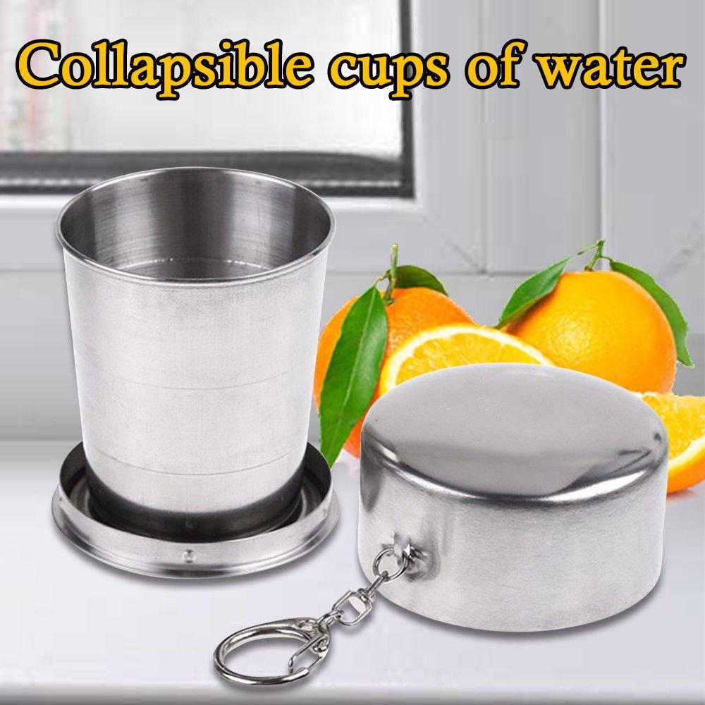 Food Grade Stainless Steel Telescopic Cup Travel Lightweight Outdoor Use Folding Cup Lightweight Extendable Water Cup Metal Wine Glass