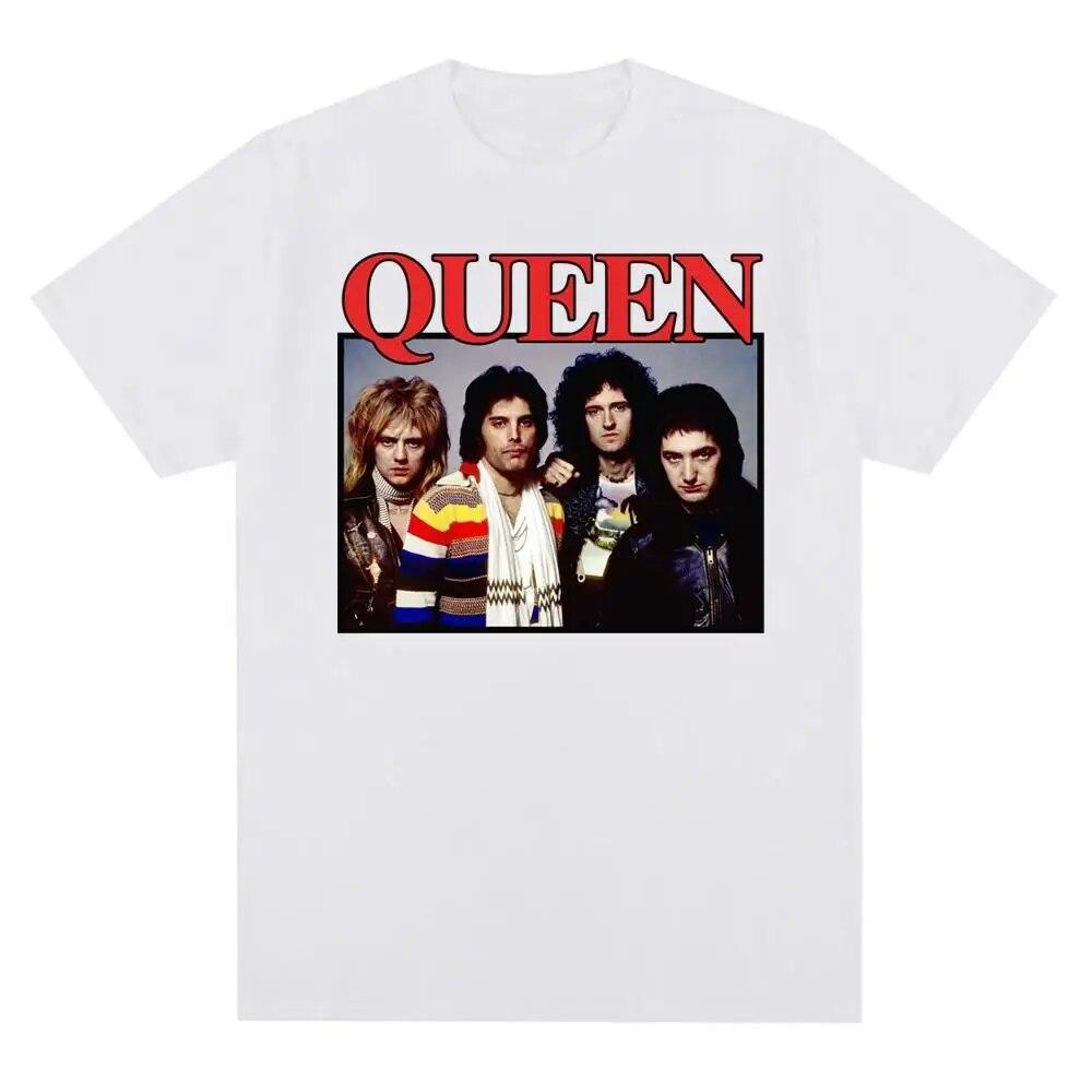 Vintage Queen Rock Music Band Tričko s grafickým potiskem Móda Pro volný čas Crew Krátký rukáv Tričko větší velikosti Dámské