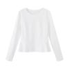 La Chapelle Women's Solid Color Long Sleeve Ruffle Hem T-Shirt