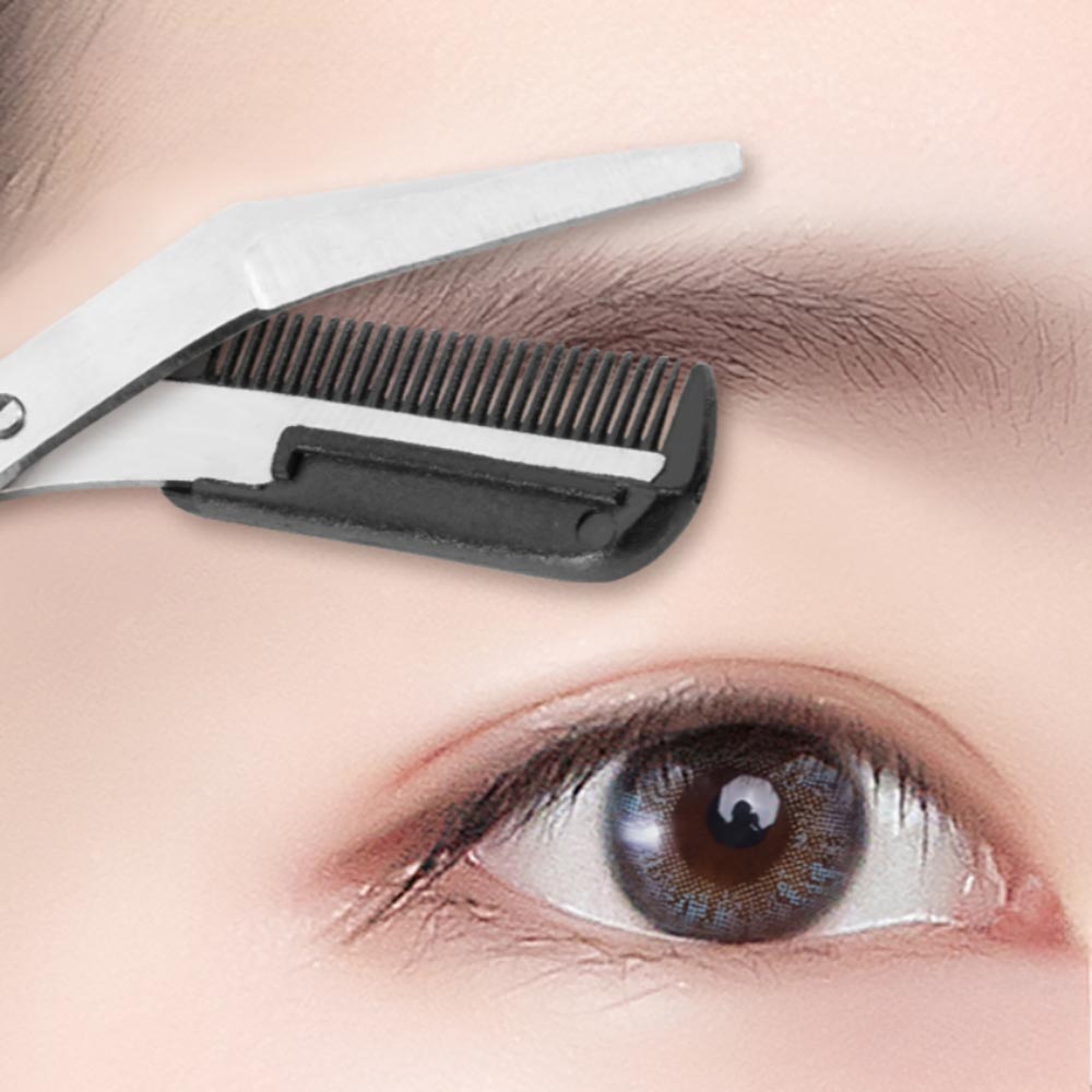 Stainless Steel Eyebrow Trimming Pink/White/Black Scissors with Built-in Comb Precise Grooming Tool Creating Perfect Eyebrows