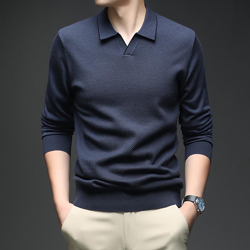 Men's 2025 Autumn/Winter Casual Knitwear: Fashionable Thin Long-Sleeve Loose Fit Sweater T-Shirt