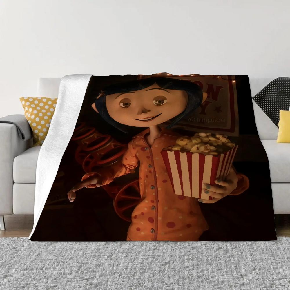 Coraline Fleece Blanket King Size Fluffy Soft Blankets & Throws Bed Throw Home Interior Microfiber Bedding Knitted Plaid Knee &