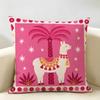 Pink Funky Animal Cushion Cover Durable Hypoallergenic Organic Linen Pillow Cover Short Size Washable SkinFriendly
