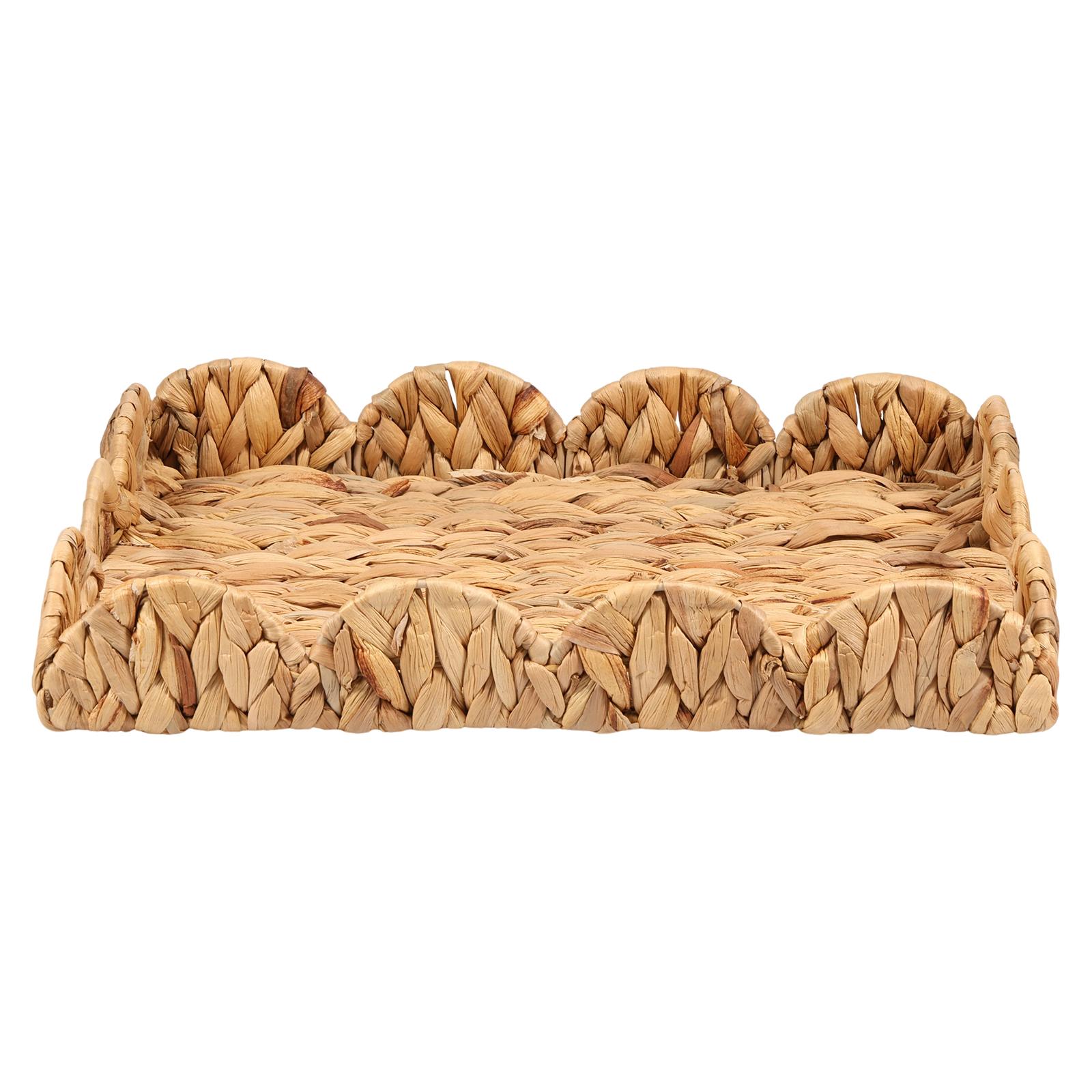 Multipurpose Woven Seagrass Basket for Home Decor, Rattan Basket, Storage Tray for Bread Fruit Vegetables Display Rattan Basket