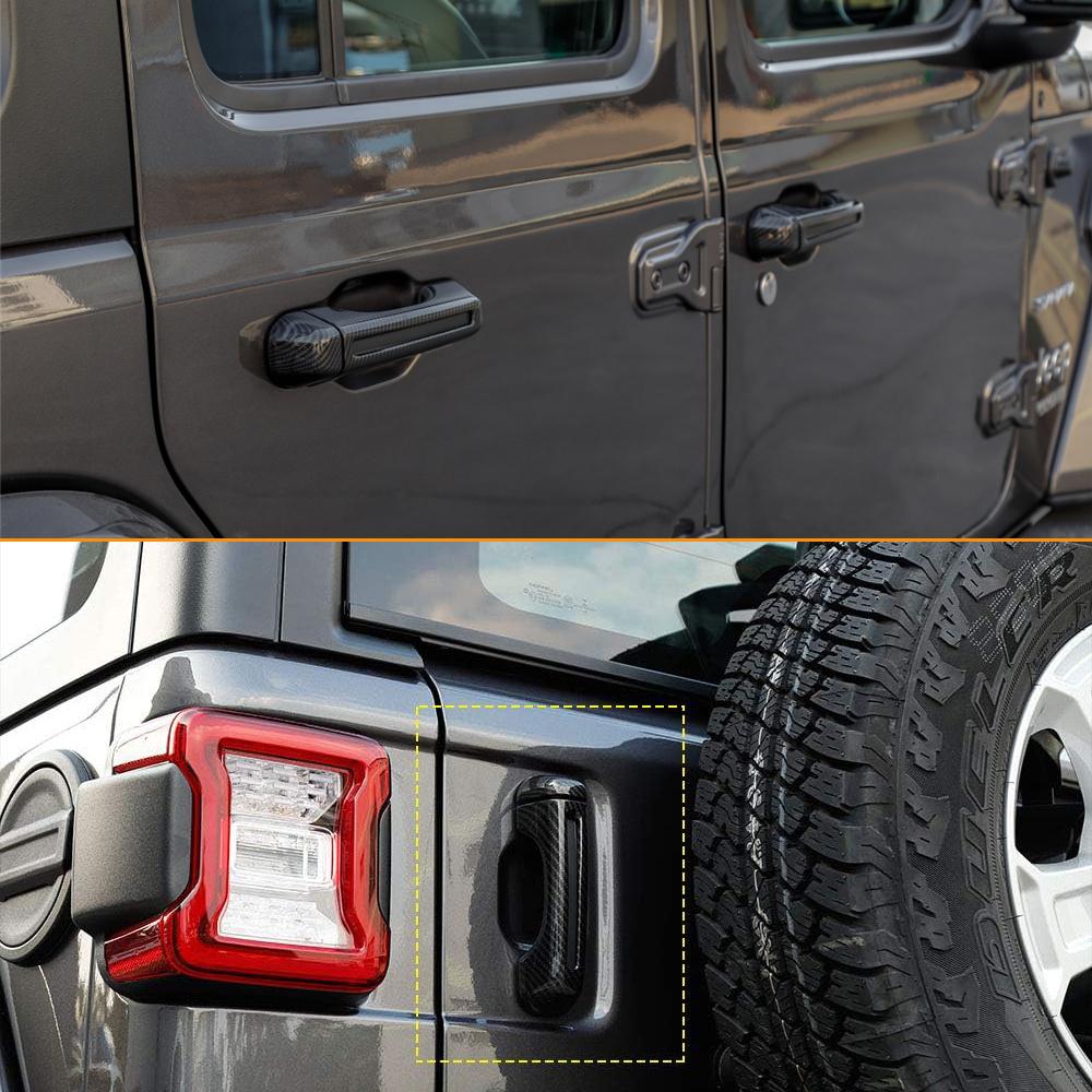 Car Door Handle Cover Tailgate Handle Stickers Door Handle Bowl Decoration for Jeep Wrangler JL 2018-2026 Exterior Accessories