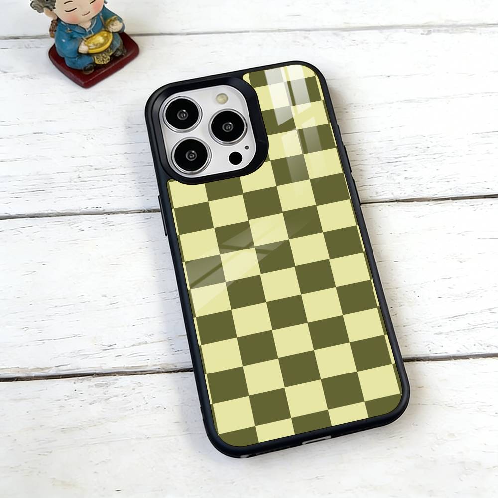 Green & Orange Check Phone Case For iPhone17,16,15,14,13,12,11 Plus,Pro Magnetic with Magsafe Wireless Charging