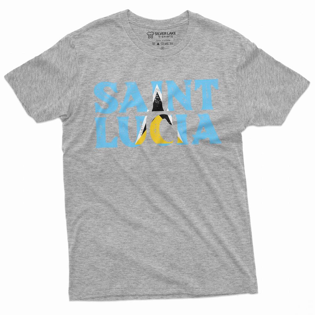 Men's Saint Lucia T-shirt St Lucia country flag state emblem patriotic tee shirt